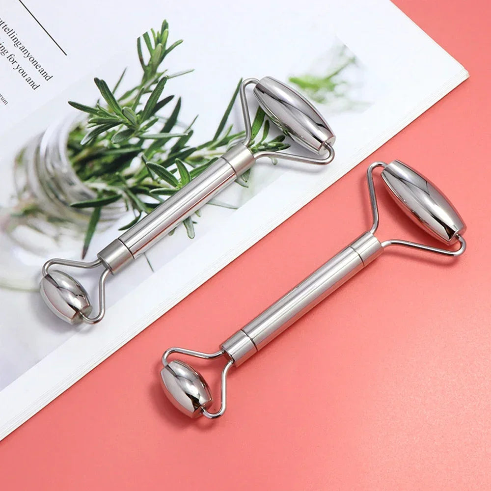 Stainless Steel Face Roller + Gua Sha Tool