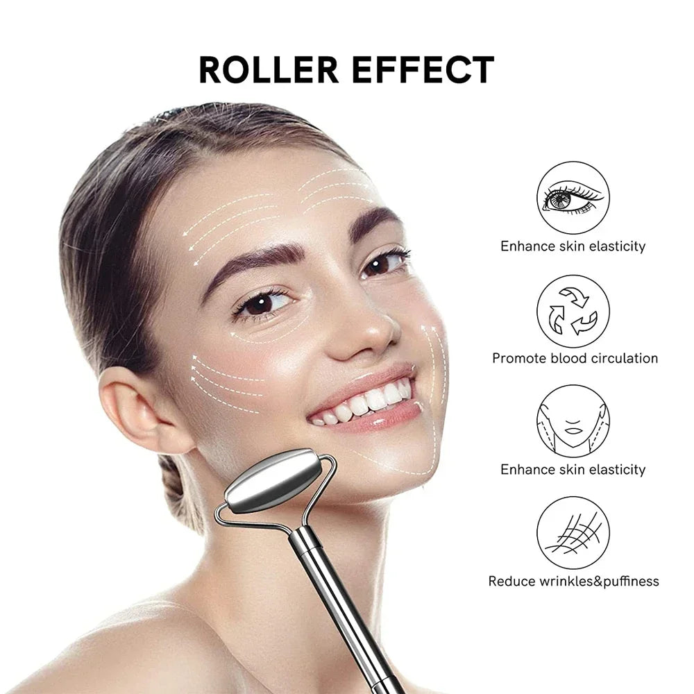 Stainless Steel Face Roller + Gua Sha Tool