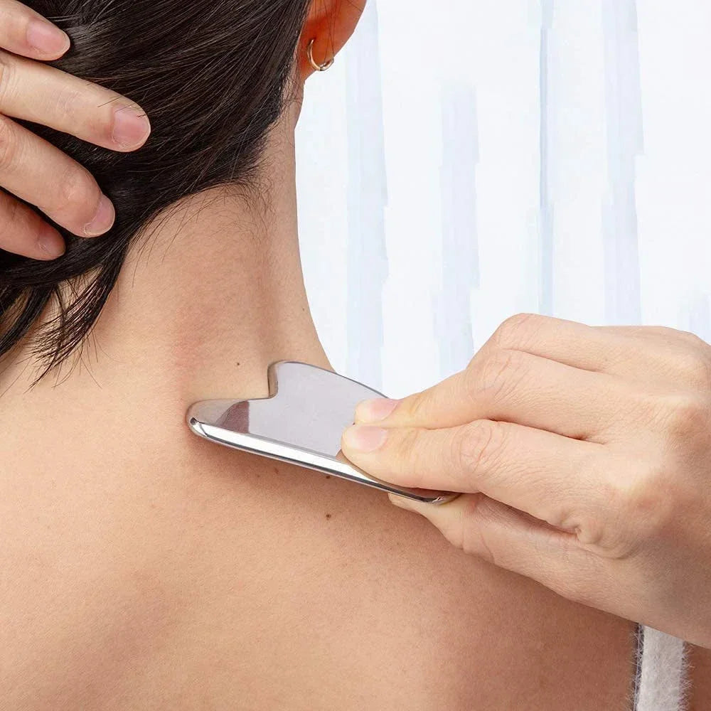 Stainless Steel Face Roller + Gua Sha Tool
