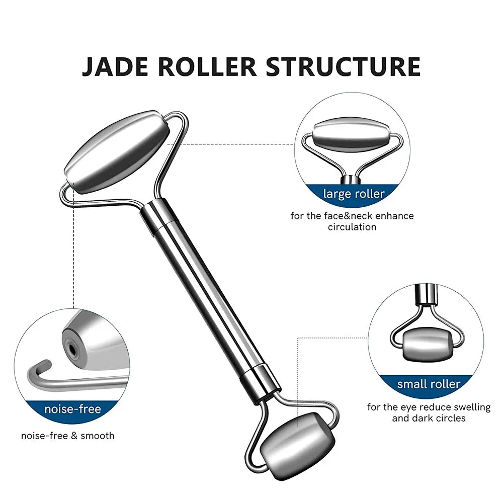 Stainless Steel Face Roller + Gua Sha Tool