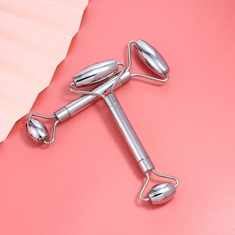 Stainless Steel Face Roller + Gua Sha Tool