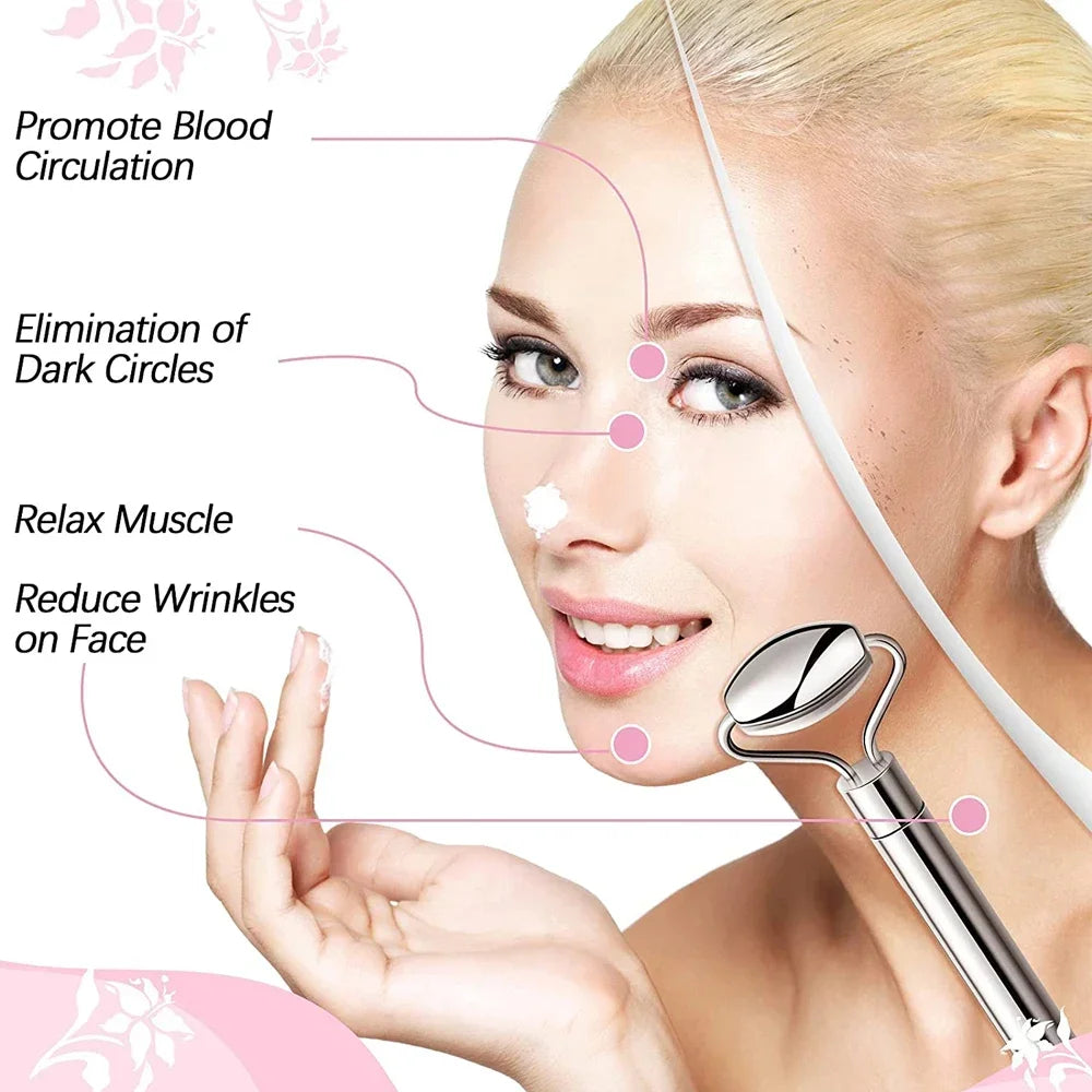 Stainless Steel Face Roller + Gua Sha Tool