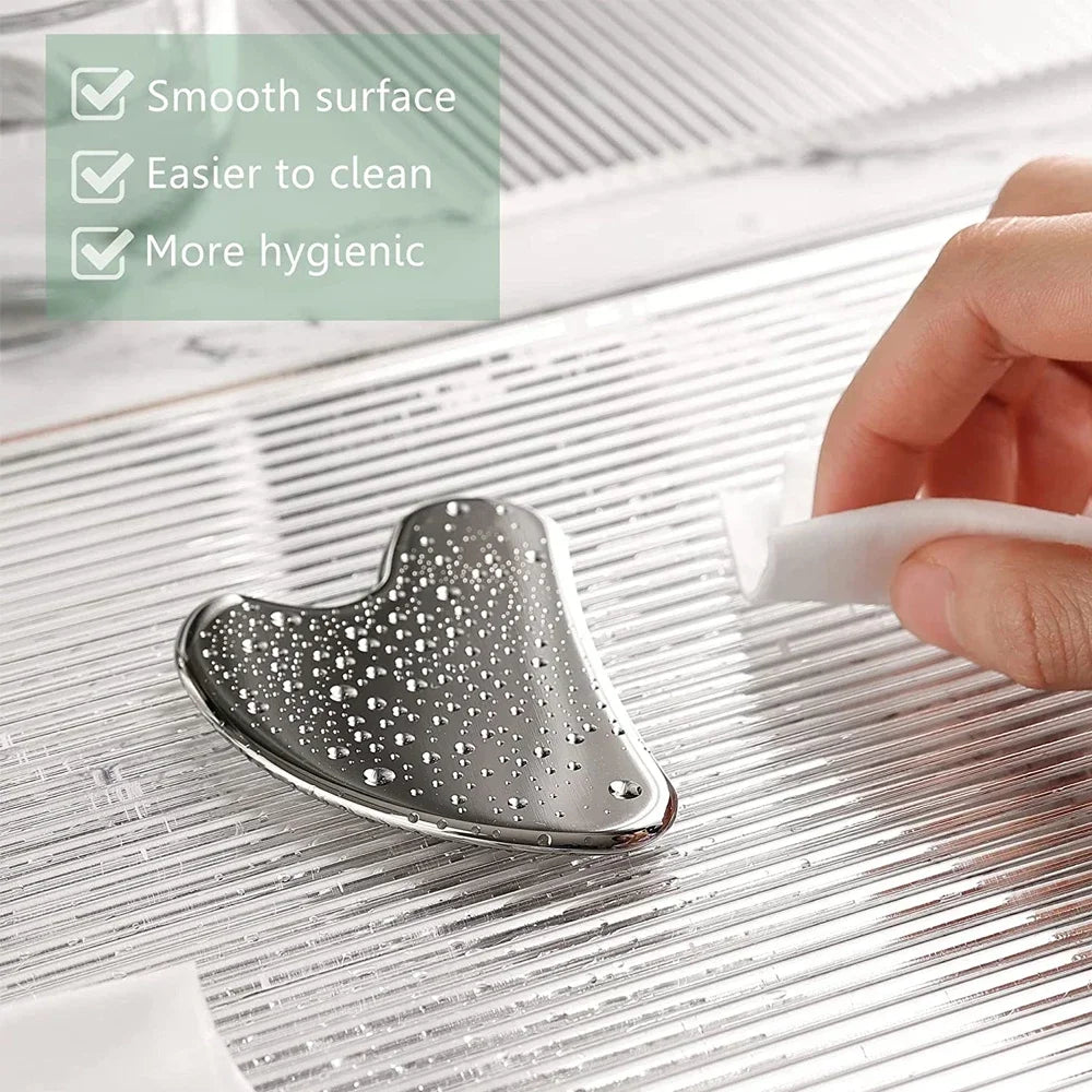 Stainless Steel Face Roller + Gua Sha Tool